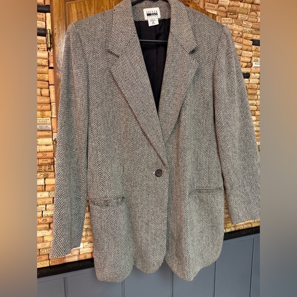 Vintage 90s Leslie Fay Petites wool blend blazer size 14p - Picture 3 of 7